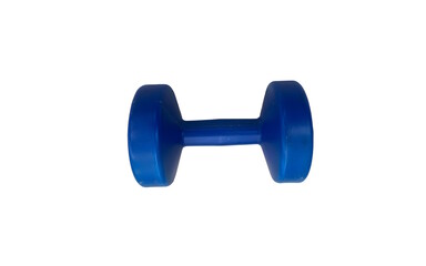A blue dumbbell isolated against white background