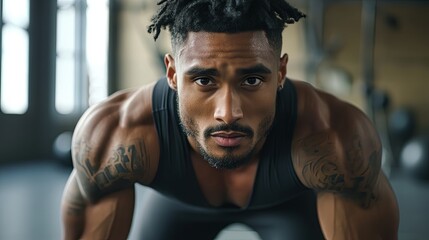 Athletic individual in dynamic pose, exuding energy and focus, embodying strength and determination.