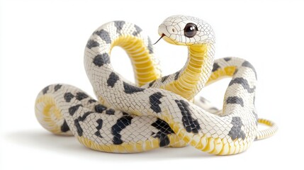 Obraz premium Cute Cartoon Snake Chinese Zodiac Symbol Coiled Reptile Wildlife Illustration