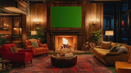 Cozy Fireplace Lounge: Rustic Charm and Warmth