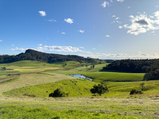 Valley with pond cloudless day in Australia