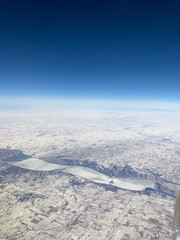 aerial view of snow in fly over state USA