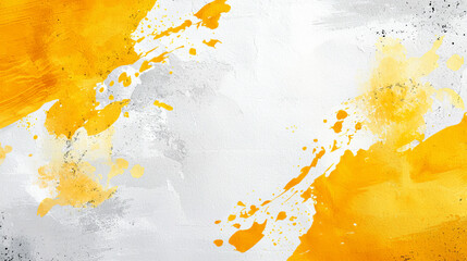 Bright yellow and gray abstract watercolor background with paint splashes, creating vibrant and dynamic visual effect. Perfect for artistic projects and design work