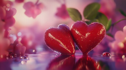 Obraz premium Two hearts together in romantic setting