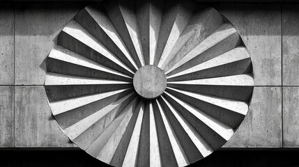 Abstract architectural detail showcasing a circular concrete design with radial patterns