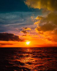 Sunset over the Sea in Honolulu, Hawaii