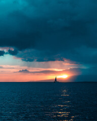 Sunset over the Sea in Honolulu, Hawaii