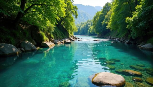 Acqua cristallina scorre nel fiume Pitrisconi in una giornata mesta, fiume, nebbia