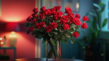 Elegant bouquet of red roses centerpiece