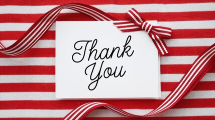 Obraz premium Thank you card with red and white striped background