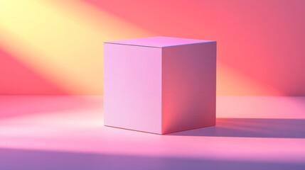 Pink Cube On Pink Gradient Background