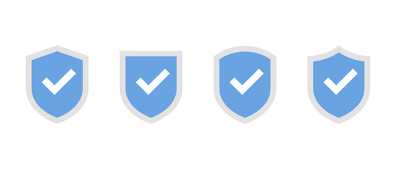Shield guard with check mark icon in flat design. Safe, secure with tick sign symbol