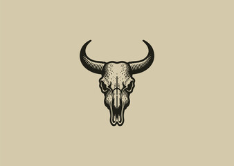 An engraved bull skull logo, showcasing intricate details and fierce strength.