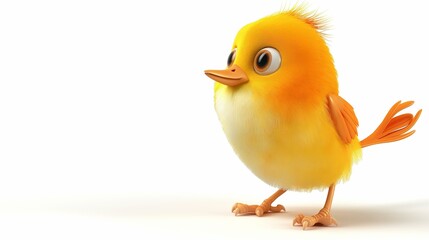 Adorable Yellow Fluffy Baby Bird Cartoon Character Illustration