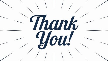 Graphic displays the phrase thank you with radiating lines