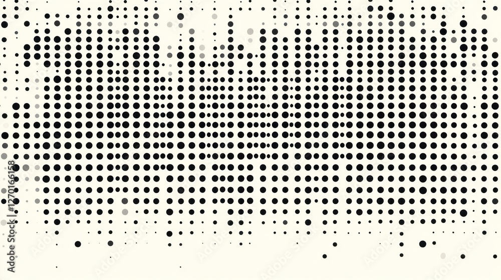 Poster monochrome pixelated halftone pattern with varying dot sizes and density