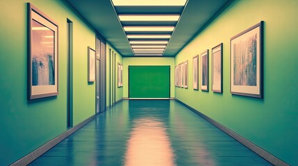 Green Gallery Corridor: A Serene Artistic Passage
