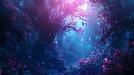 Enchanted Forest: A Dreamlike Landscape of Purple and Blue Hues