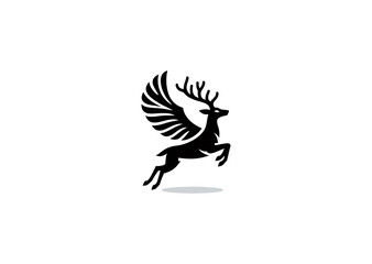 A mystical logo featuring a winged deer, symbolizing grace, freedom, and ethereal beauty.
