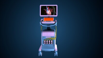 human transthoracic echocardiogram. 3d illustration