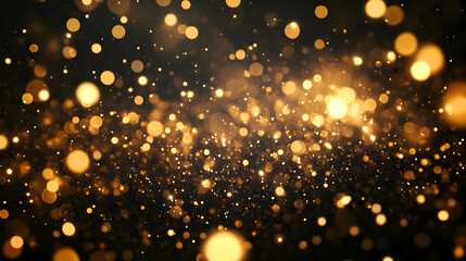Obraz premium Golden bokeh lights, dark background, celebration