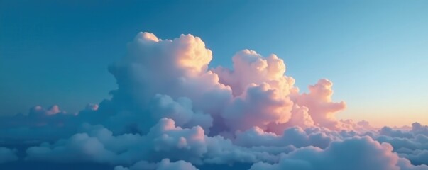 Softly glowing cloud floats across a deep blue sky, weather, nature