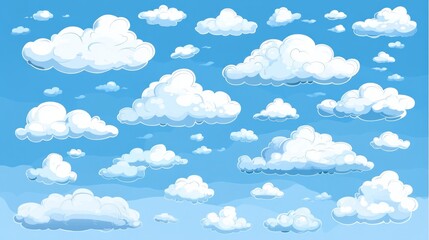 Cartoon Clouds in a Blue Sky: Whimsical Sky Background Illustration