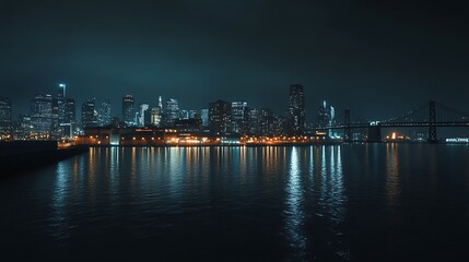 Obraz premium Night Lights of San Francisco: A Serene Cityscape