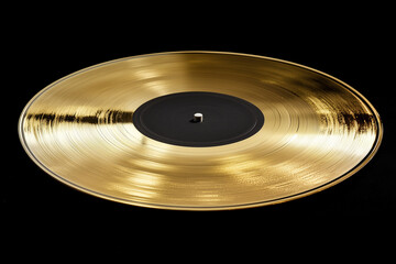 Gold vinyl record isolated