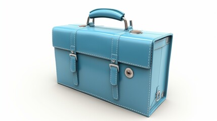 A stylish light blue leather briefcase for professional use or travel