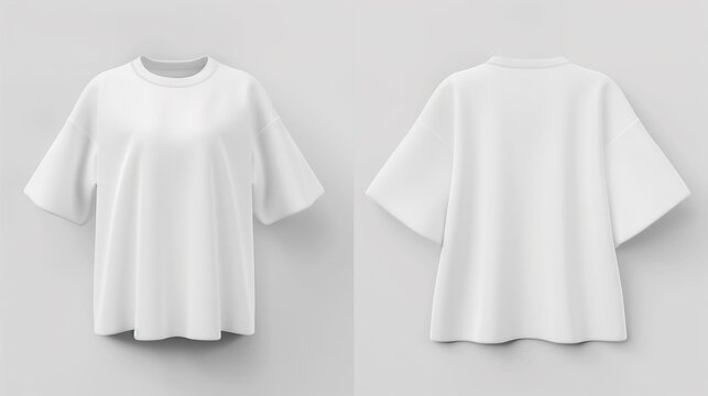 Blank White Boxy T Shirt Mockup Front and Back View for Design Presentation