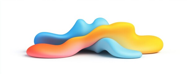 Obraz premium Abstract Colorful 3D Render: Fluid Shapes in Vibrant Hues