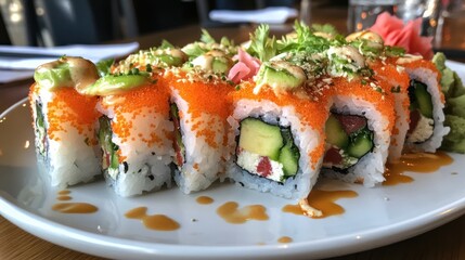 Delicious and vibrant sushi rolls, a culinary masterpiece!