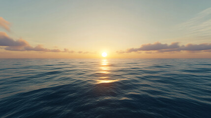 Fototapeta premium Early Morning Light Smoothing Over the Ocean's Tranquil Surface