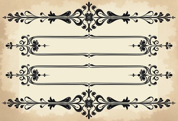 Vintage Ornamental Page Dividers: Flourish Design Swirl Separators and Floral Text Dividers in Black Line Art for Elegant Design Projects
