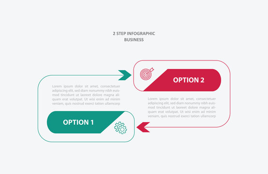 2 step or option infographic template design vector with line for business company presentation and marketing 