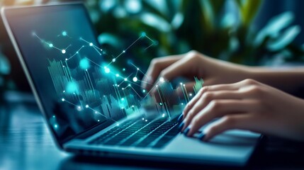 Digital marketing startup project with millennials business team collaborating on financial reports and laptop, analyzing data and planning growth strategies for a successful online marketing campaign