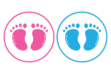 Baby boy footprints icon set