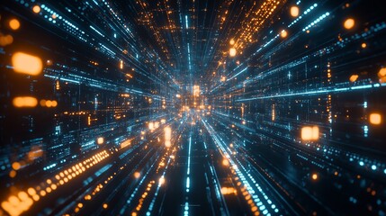 Naklejka premium Futuristic digital marketing technology concept with internet connectivity and online advertising elements featuring search engine optimization (seo), social media marketing (smm), and video advertisi