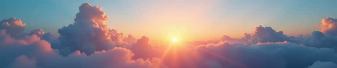Softly lit clouds in the western sky at sunset, light, landscape