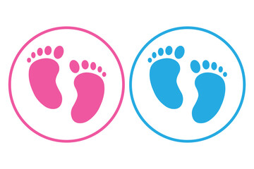 silhouette of baby feet icon over white background. vector illustration. Baby footprints icon isolated on white background. Baby feet sign. Set icons colorful. Vector Illustration.