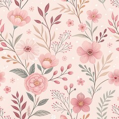 Pink Floral Seamless Pattern