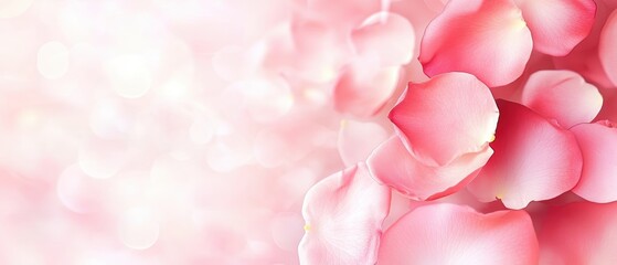 Fototapeta premium Delicate Pink Rose Petals Blending into a Soft Bokeh Background Creating a Serene and Romantic Atmosphere for Elegant Designs