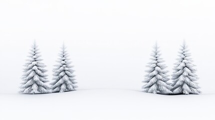 Serene winter landscape featuring snow-covered trees in a tranquil, misty environment