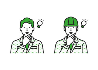 ひらめく作業着男性