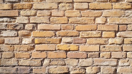 Fototapeta premium A close-up of a textured brick wall of a historic building, with ample copy space above.