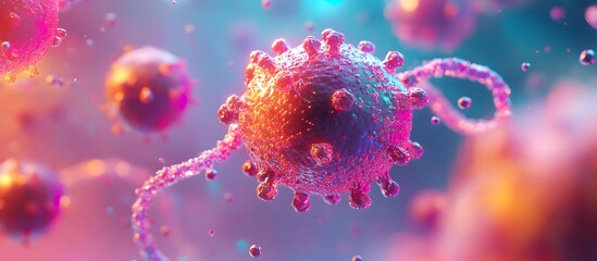 Obraz premium Colorful virus microorganism in 3D animation