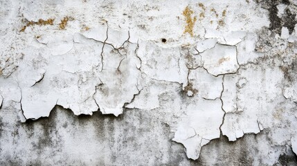 Obraz premium A grungy cracked cement wall with irregular fractures spreading across the surface, showing signs of wear and age.