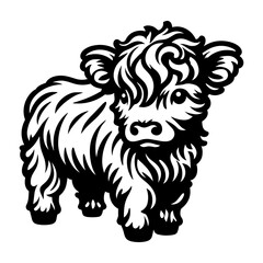 Highland Cow Calf Silhouette