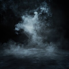 Smoky, dark, empty, studio background for product presentation